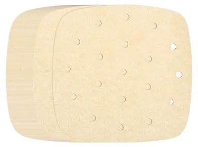 Productafbeelding van Bakpapier voor heteluchtfriteuse - 100 stuks geperforeerd, antiaanbakpapier - Geschikt voor heteluchtfriteuse, koekenpan en oven - Bruin, 15x15 cm