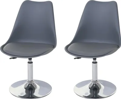 Produktbild von 2er-Set Esszimmerstuhl Oslo | HxBxT 80x48x54cm | Sitzhöhe 42cm | Kunstleder | Dunkelgrau | Stuhl Küchenstuhl