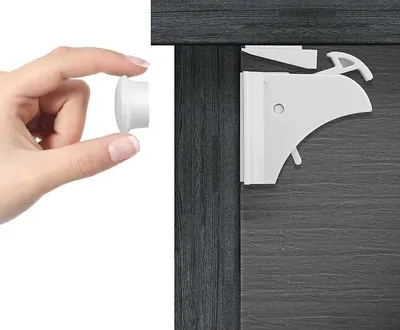 Obrázek produktu pro 2 zámky a 1 klíč k dětské pojistce dveří, magnetická ochrana zásuvek, pojistky proti dětem pro skříňky a komody