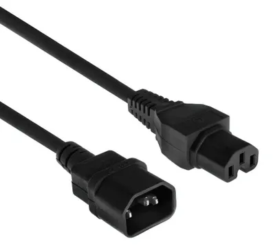 Immagine prodotto di ACT AK5233 Cavo di alimentazione nero da 1,2 m con accoppiatore C14 e accoppiatore C15 (AK5233)