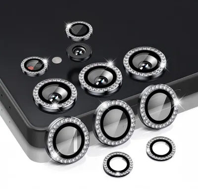 Produktbild von Kamera Linsenschutz Glas Set mit Schmucksteinen für Samsung Galaxy S25 Ultra Schutzglas Camera Linse Schutz Panzerfolie 9H Silber