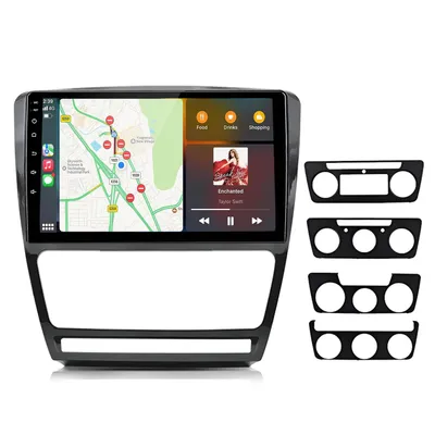 Imagen del producto de Radio para coche de 10 pulgadas con CarPlay, compatible con Skoda Octavia (2008-2013), sistema Linux, Android Auto, controles del volante (SWC), GPS, navegador, ecualizador y RDS