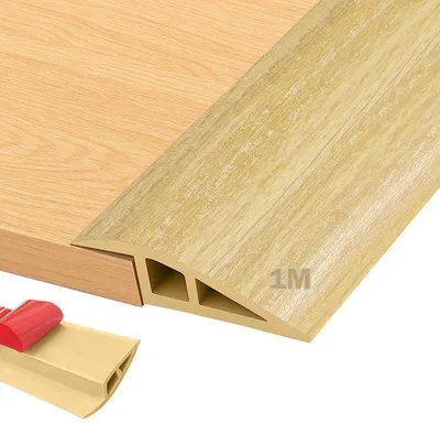Produktbild von Selbstklebendes PVC-Übergangsprofil, 1M x 7CM, Übergangsprofil mit Höhenverstellung 15MM, Bodenübergangsprofil, Laminat-Drempelhelling-Übergangsrail (Original-Holzoptik)