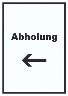Produktbild von Abholung Schild mit Text und Richtungspfeil links Post hochkant A0 (841x1189mm)