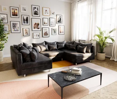 Produktbild von DELIFE Wohnlandschaft Clovis Anthrazit Antik Optik Modulsofa