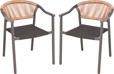 Produktbild von Gartenstuhl 2er Set MORITZ - Rattan, Braun | Stapelstuhl Wetterfest Gartenstühle Outdoor Essstühle