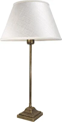 Produktbild von Tischlampe Messing massiv Stoff 56 cm in Bronze Antik matt Weiß E27 Floral