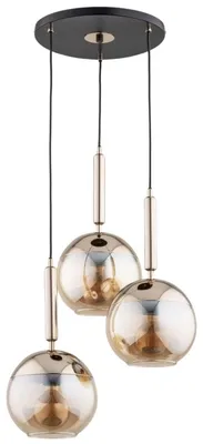 Zdjęcie produktu dla Żyrandol Volda czarno-złoty 3xE27x60W szkło wym:90x52x52cm IP20 Alfa