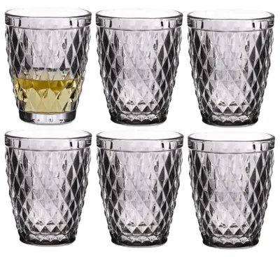 Produktbild von Vivalto Trinkglaser Diamanten - graues Glas - 6x - 250 ml