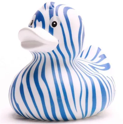 Produktbild von Badeente Zebra blau Vinyl 7 cm