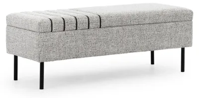 Produktbild von Hellgraue Schlafzimmer Möbel Designer Textilbett 2x Nachttische Bank