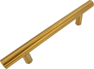 Produktbild von Möbelgriff Aurora 96 mm aus gebürstetem Edelstahl in Gold - Moderner, eleganter Möbelbeschlag für Schränke und Küchenschränke, inkl. Montageschrauben.