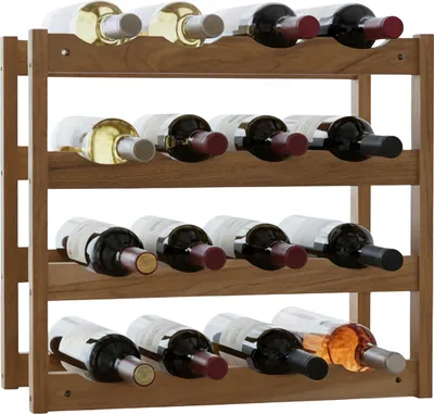 Immagine prodotto di Portabottiglie Relaxdays, 16 bottiglie, legno di noce, L x P x A: 38 x 42 x 21 cm, portabottiglie per vino rosso e bianco, portabottiglie, naturale