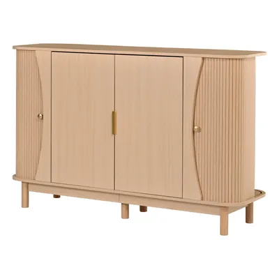 Imagen del producto de Buffet con efecto madera clara, con 2 puertas batientes y 2 puertas correderas