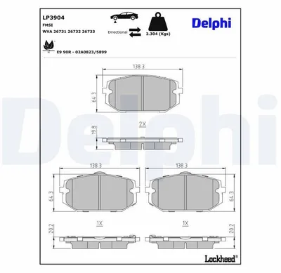 Produktbild von DELPHI Bremsbeläge Satz Vorne Bremsklötze für HYUNDAI Tucson (NX4, NX4E) LP3904
