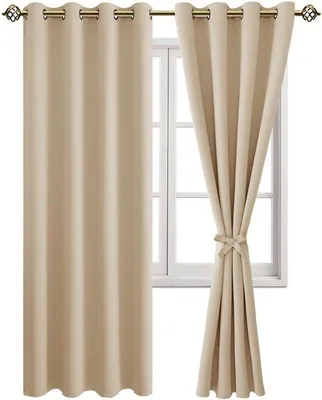 Productafbeelding van Beige Verduisteringsgordijnen met Oogjes voor Slaapkamer en Woonkamer 228 x 140 cm