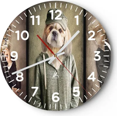 Produktbild von Wanduhr - Rund - Glasuhr - Tier Abstraktion - 40x40cm - Schleichendes Uhrwerk - Lautlos - zum Aufhängen bereit - Dekoration Modern - Wanddekoration aus Glas - C4AR40x40-4089
