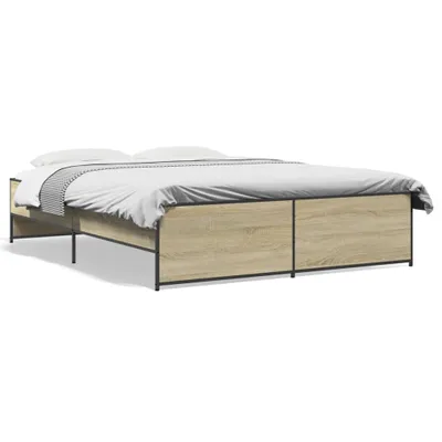 Produktbild von vidaXL Bettgestell Sonoma-Eiche 140x200 cm Holzwerkstoff und Metall