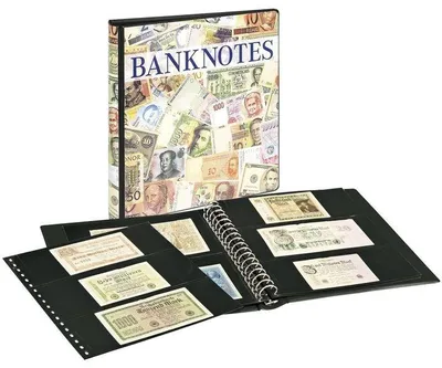 Produktbild von Lindner 3701S Banknotenalbum mit 10 Klarsichthüllen mit schwarzen Zwischenblättern