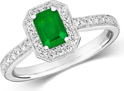 Produktbild von Raffinierter 9 Karat (375) Weißgold Cluster Damen - Diamant Ring Brillant-Schliff 0.27 Karat HI - I1 mit Smaragd, 55 (17.5); TRS292509KWRSO