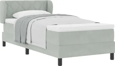 Produktbild von vidaXL Boxspringbett mit Kopfteil Hellgrau 90 x 190 cm Samt