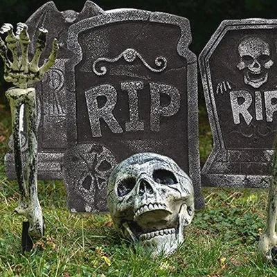 Produktbild von Halloween Grabsteine Set mit 4 Stück für Außen- und Innendekorationen - Gruselige Garten- und Raumdekorationen