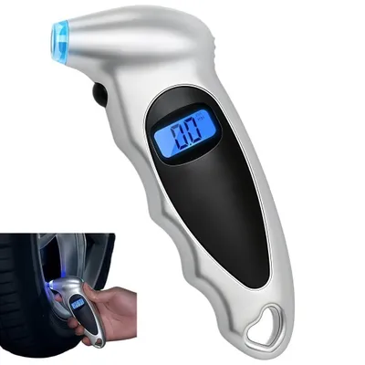 Produktbild von Reifendruckprüfgerät mit LED-Licht, vier Messdruckeinheiten, digitales Luftdruckmessgerät mit LCD-Großdisplay für Auto, Fahrrad und Motorrad