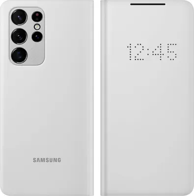 Immagine prodotto di Cover LED-View originale Samsung + supporto per schede per Galaxy S21 Ultra - Grigio chiaro