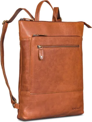 Produktbild von ROYALZ "Orlando" flacher Laptop Rucksack Herren Leder 14 bis 15.6 Zoll - schmaler Business Rucksack aus wasserfesten Echtleder - Tagesrucksack für Arbeit Uni Freizeit