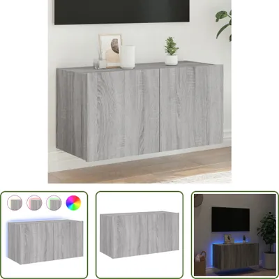 Produktbild von The Living Store TV-Wandschrank mit LED-Leuchten Grau Sonoma 80x35x41 cm