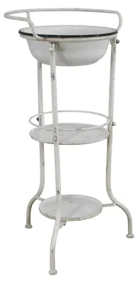 Produktbild von Nostalgische Waschschale Le Bain mit Ständer und Ablage aus Emaille 81 cm