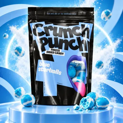 Produktbild von Crunch Punch Freeze Dried Candy Blue Starballs 100g