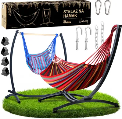 Obrázok produktu pre Hojdacia sieť s rámom, záhradná, dvojmiestna, boho štýl, závesné kreslo, hojdacie kreslo, 250 kg