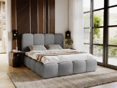 Obrázek produktu pro GRAINGOLD Čalouněná postel 200x200 Galli - Lamelový rošt, čelo, sametová látka - Manželská postel s podnožkou - Moderní postel do ložnice - Šedá - Anthology 17
