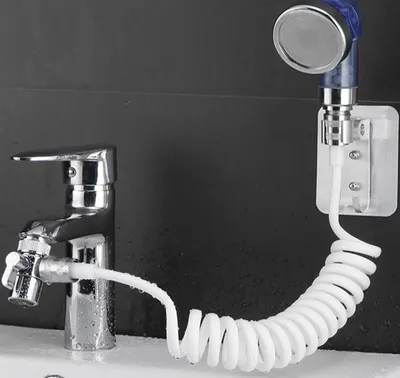 Produktbild von Duschköpfe & -brausen, Waschbeckendusche, 3 Strahlarten, Filter, Waschbeckenhandbrause, Schlauch(1,5 m) und Konverter, Wandhalterung, Duschkopf