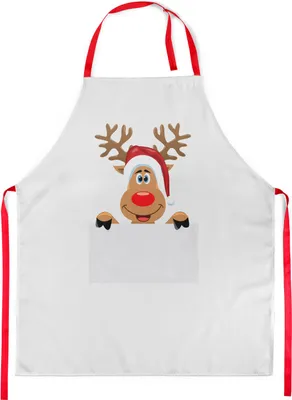Produktbild von Kochschürze Für Kinder, Jungen und Mädchen, Schürze mit Klettverschluss, Weihnachten, Rentier [099]