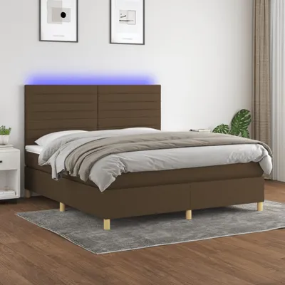 Produktbild von CLORIS Boxspringbett mit Matratze & LED Dunkelbraun 180x200 cm Stoff - Klassische Betten 303