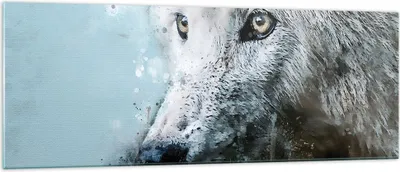 Produktbild von Bilder auf glas - Einteilig - Weiß Der Wolf Bild - 140x50cm - Glasbilder - Wandbilder - Bilder - zum Aufhängen bereit - Wanddekoration aus Glas - Glas Bilder - Wandbild auf Glas - GAB140x50-4623
