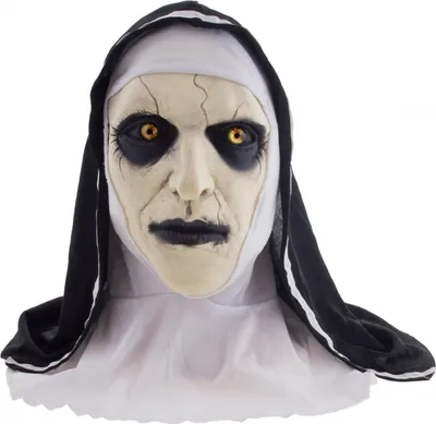 Produktbild von Gruselige Nonnen Maske aus Latex und Nylon mit angebrachter Kopfbedeckung, ganzgesichtsbedeckend, für Halloween