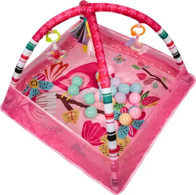 Produktbild von Baby Spieldecke,Krabbeldecke,Spielbogen mit 18 Bällen Laufstall, Spielplatz 80x80cm Rosa