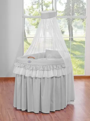 Produktbild von My Sweet Baby Babybett Naturfaser Grau mit Holzrahmen und Matratze