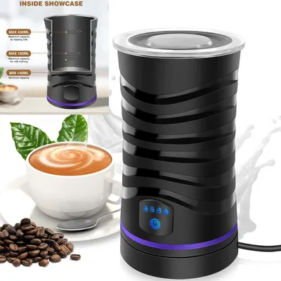 Image de Mousseur et chauffe-lait électrique - Automatique - 600 ml - 1 500 W - 4 réglages - Chaud et froid - Acier inoxydable 304 - Noir