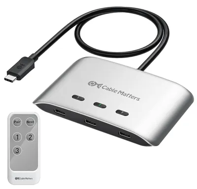 Zdjęcie produktu dla Przełącznik KVM Cable Matters USB-C 3x1 8K 140W 20Gb/s
