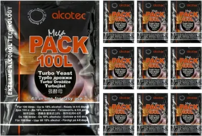 Produktbild von HUGBERT Alcotec Mega Pack 100L Vodka Alkohol Gärhefe Schnaps Hefe 18%, 10 Stück