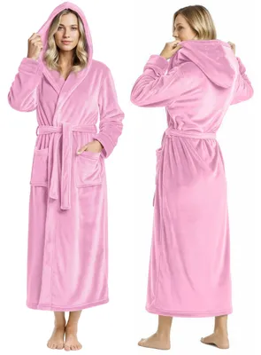 Produktbild von NY Threads Women Fleece Hooded Bathrobe - Plush Long Robe (X-Large, Pink)
