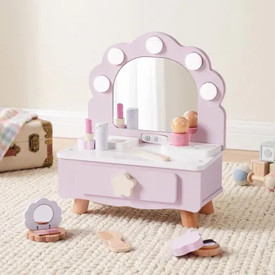 Immagine prodotto di Set di trucchi in legno per bambini con tavolino da trucco