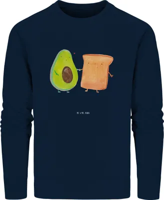 Produktbild von Mr. & Mrs. Panda Baumwoll Pullover Avocado Toast Größe M - French Navy - Geschenk, Hochzeitsgeschenk, Freund, Pulli, Liebe, Sweater, Freundin, Sweatshirt, Hochzeit, Bio
