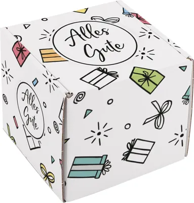 Produktbild von Geschenkbox zum Geburtstag – Geschenkverpackung "Alles Gute" aus stabiler Pappe (Größe H)
