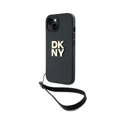 Produktbild von DKNY, Hülle für Apple iPhone 14 mit Metall-Logo und Handgelenkband, Schwarz