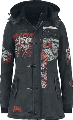 Produktbild von Rock Rebel by EMP Damen graue Winterjacke mit kuschelig warmen Teddyfell L